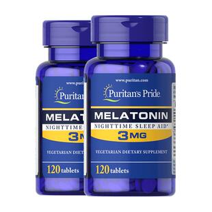 美国普丽普莱小蓝瓶褪黑素 松果体素 颗粒小便携 3mg*120粒*2瓶