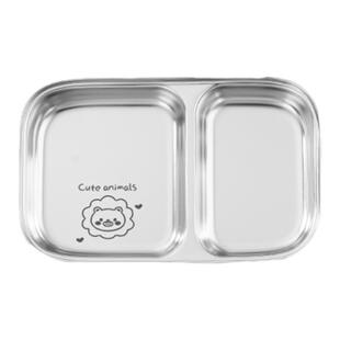 304不锈钢儿童餐盘分格高级感家用男女孩子吃饭盘两分隔小学生用