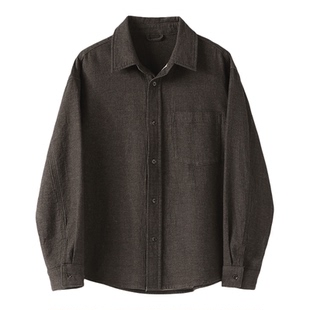 LUUD 复古老钱风千鸟格内里翻领衬衫外套颗粒感100%纯棉重磅衬衣