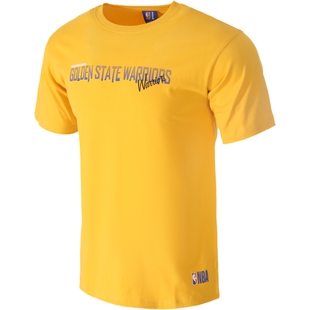 NBA 勇士湖人太阳篮网快船 美术字体印花T恤百搭休闲时尚全棉短袖