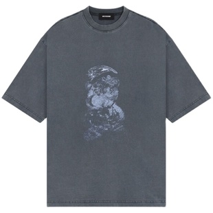 WE11DONE中性男女同款休闲宽松过染印花短袖圆领T恤