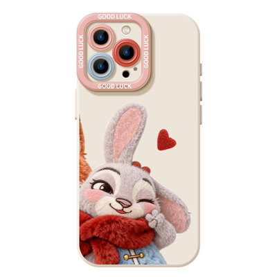 毛绒公仔尼克朱迪秋冬情侣手机壳