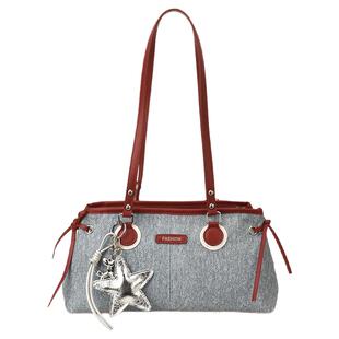 时尚通勤大容量女士单肩腋下包2026新款牛仔布手提包高级感法棍包