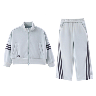 半度闲女童立领运动套装春装洋气中大童2025新款儿童春秋纯色两件