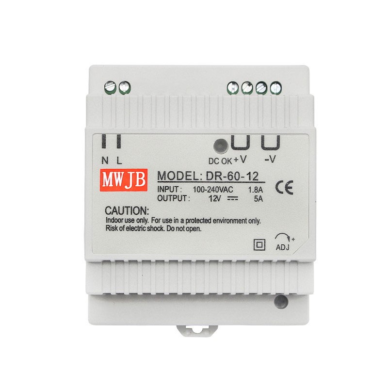 MW明伟导轨开关电源DR-15/30/45/60W工业卡轨式变压器220V转直流