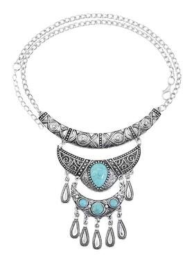 波西米亚民族风仿松石长款项链