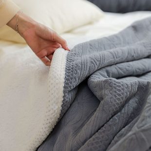 15N63冬季 加厚牛奶绒毛毯双层毯盖简约毯午休保暖沙发办公室剪花