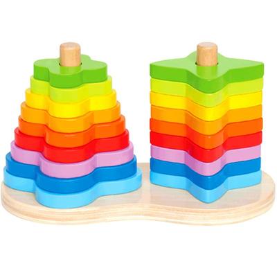 Hape彩虹渐变堆塔益智玩具叠叠高