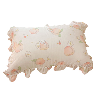 嘤嘤爱吃水蜜桃 桃子胖虎原创全棉双层纱枕套枕头枕芯罩单只单人