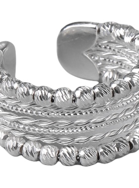 梵灵车花珠银丝戒指S925纯银