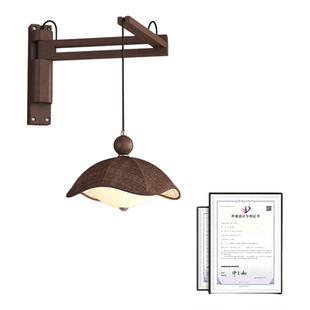 中古风卧室床头壁灯2025新款新中式美式侘寂风免布线创意主卧壁灯