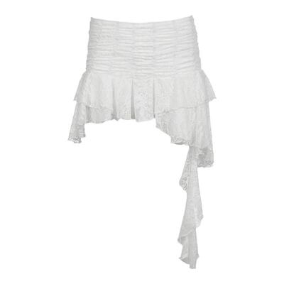 WEEKEEP【名古屋】复古vintage蕾丝不规则下摆半裙褶皱慵懒短裙