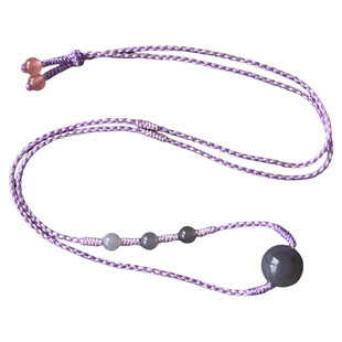 天然和田玉烟紫色珠子锁骨链吊坠玉坠单珠项链手工编织挂绳女配饰