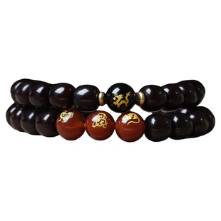 新品墨玉菩提高档手串双圈天然老料生肖文玩男士霸气盘玩珠真情侣