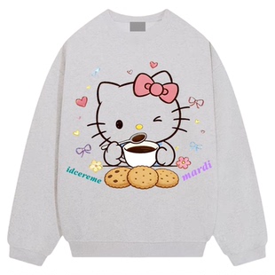 Mardi卡通动漫KT猫上衣2026早春新款Hello Kitty凯蒂猫圆领卫衣女