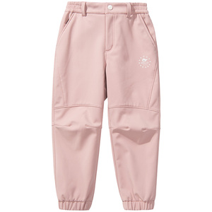 伯希和儿童软壳裤女防风户外男童秋冬防泼水加绒冲锋裤运动登山裤