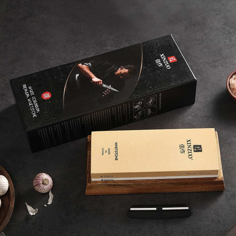 信作1000/5000目家用双面油石白刚玉磨刀石3000/8000专业抛光砥石