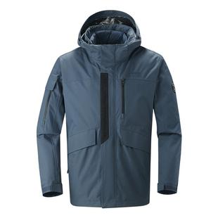 Jeep吉普户外保暖露营登山服男防水山系冲锋衣三合一壳拆卸羽绒服