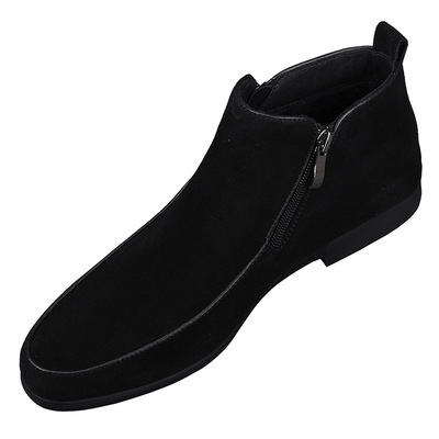 2025新款男士高帮双拉链休闲皮鞋