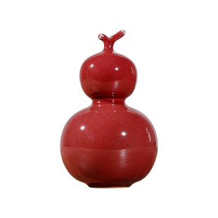 寻造钧瓷红葫芦摆件窑变陶瓷茶宠招财装饰新中式搬家乔迁新年礼物