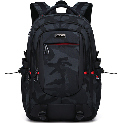 爱迪生高中生书包大容量初中大学生防泼水迷彩双肩包男潮旅行背包
