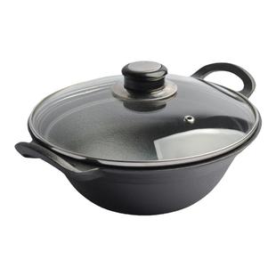 小幸福铸铁汤锅不粘锅家用煮粥锅煲多功能加深圆底双耳小汤锅22cm