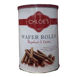 现货英国Chloe's Wafer Rolls榛子可可巧克力夹心蛋卷400克华夫卷