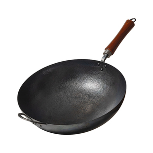 铁娃公社手工锻打铁锅炒锅无涂层家用燃气灶专用不粘锅炒菜锅