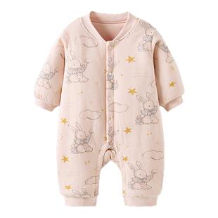 童泰婴儿连体衣秋冬季纯棉夹棉男女宝宝衣服新生儿棉哈衣爬服睡衣