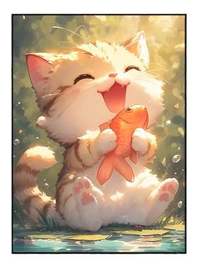 治愈系可爱猫咪钻石画满钻
