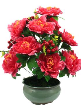 绢花供佛牡丹花莲花财神供花