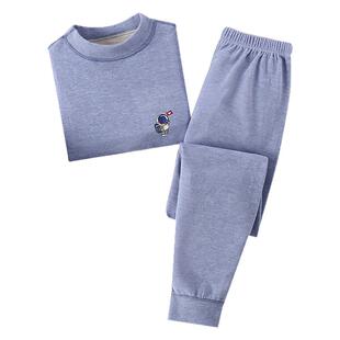 儿童羊绒蚕丝保暖内衣套装女童男童加绒秋衣秋裤中领青少年打底衫