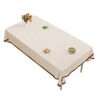 氛围感白色小羊皮长桌桌布免洗防油防水圆形茶几家用餐桌轻奢台布