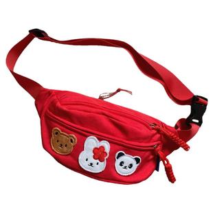 包包女款胸包斜挎包女式2025新款运动挎包小背包帆布腰包红色包女