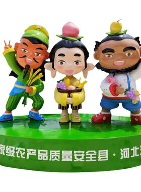 卡通桃园三结义玻璃钢雕塑Q版造型关羽张飞刘备公仔订制趣味雕像