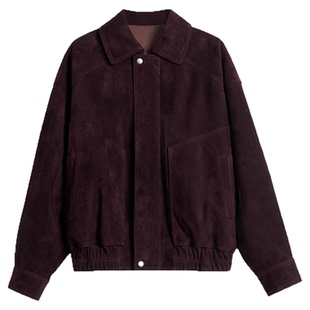 TOFOD 野红莓 老钱风高等级进口羊反绒皮衣外套麂皮夹克