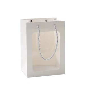 开窗橱窗手提袋小花束包装袋鲜花礼品手拎袋PVC花袋网红ins透明袋