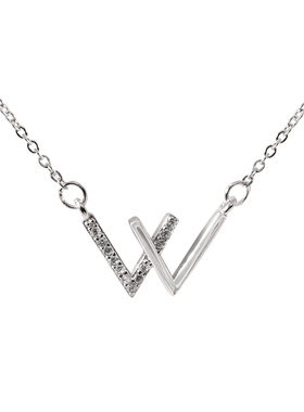 w字母925纯银项链女潮彩金高级感