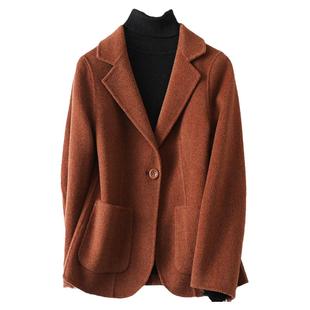 羊毛呢外套女西服短款修身西装领秋冬新品气质双面羊毛大衣小个子