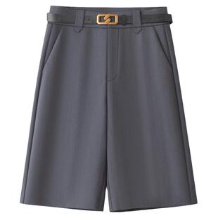 欧货通勤西装五分裤女春季2026新款高腰显瘦a字阔腿裤直筒短裤子