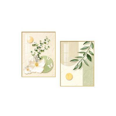 卧室奶油风小清新两联画