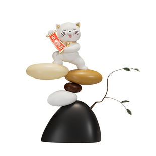 时来运转招财猫摆件办公室客厅电视柜酒柜装饰品乔迁店铺开业礼物