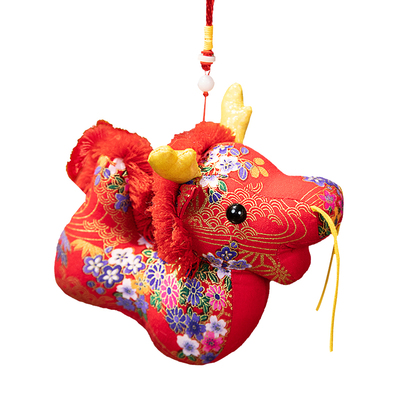 2024民俗花布龙公仔龙年吉祥物布娃娃生肖布艺龙毛绒玩具新年礼物