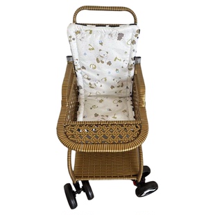 宝宝藤编推车坐垫婴儿藤椅车加绒加厚纯棉垫儿童竹藤车凉席垫通用