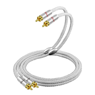 杨阳16股纯银双莲花头音频信号线2RCA二对二音响箱功放CD机连接线