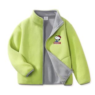 史努比摇粒绒外套男童秋冬款上衣儿童加绒保暖童装中大童帅气冬装