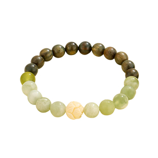 敦煌绿檀木象牙果岫玉手串古风情侣手链生日礼物男女同款文创饰品