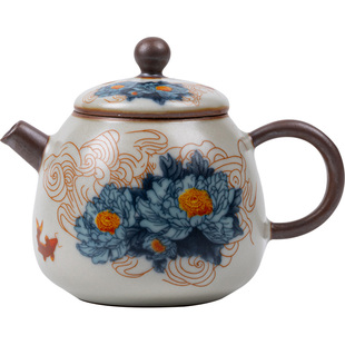 寻心汝窑茶壶陶瓷高档轻奢泡茶壶单壶复古开片可养泡茶器功夫茶具