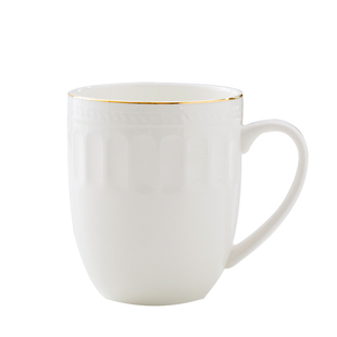 骨瓷马克杯咖啡杯纯白陶瓷杯家用金边水杯早餐杯办公杯喝水茶杯