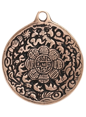 纯铜罕见莲师十二生肖九宫八卦牌